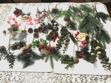 Christmas mixed lot tree picks decor arrangement wreath pinecones leaves 45 pcs.