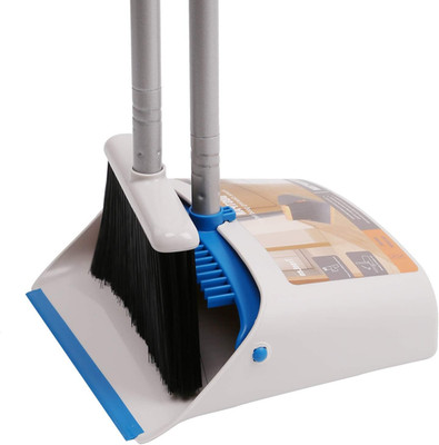 Long Handle Broom & Dustpan Set, Upright Dust Pan Combo for Home, Kitchen, Room