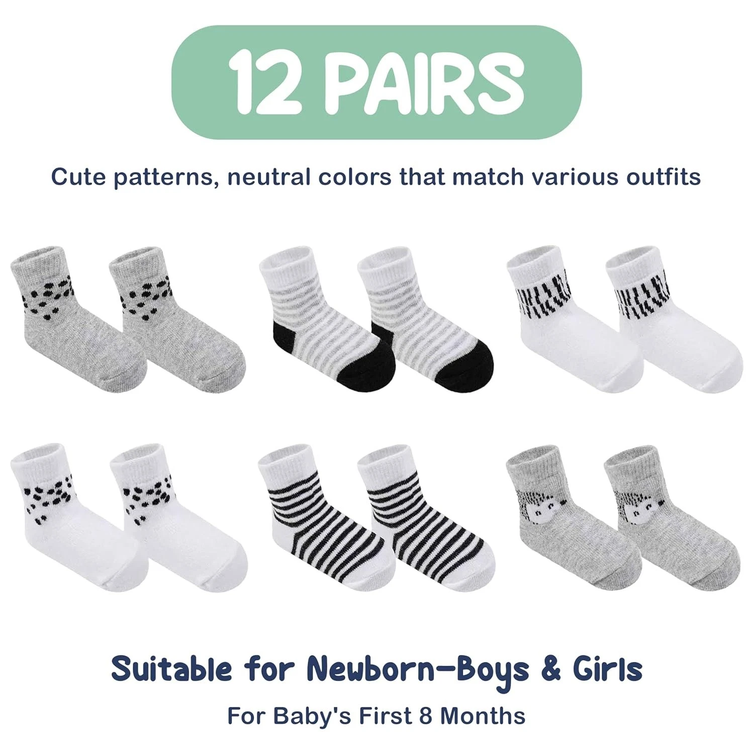 Mother's Choice Organic Cotton Baby Socks 12 Pairs Unisex 0-6 Months - Soft
Opens in a new window or