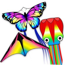 Kites for Adults  Kids Ages 4-8,Beach 3 QC Grassland, HG Butterfly,QC Octopus