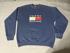 Vintage Tommy Hilfiger Sweatshirt Mens Large Crewneck Pullover Spell Out Logo