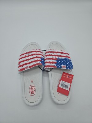 Hey Dude Men's Phoenix Slide Sandals American Flag Red White Blue -size L10/M8