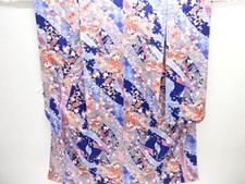 7791076: JAPANESE KIMONO / FURISODE / SILK / CARRIAGE  FLORAL PLANTS