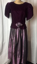 NWT Vintage Lanz Originals Sz 12 Maroon Taffeta Velvet Formal Dress Prom 1990  s