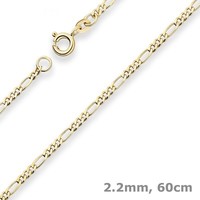2,2Mm Figarokette Diamantiert Collier Halskette Aus 585 Gold Gelbgold 60Cm