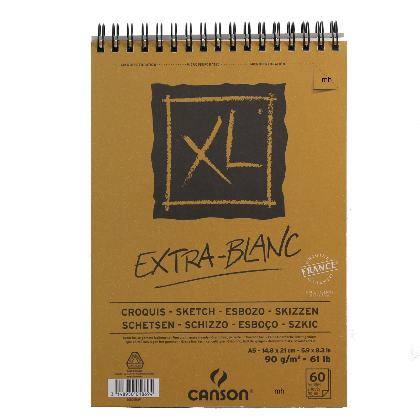 Canson XL Extra White Sketch Pad A5 90gsm 60 Sheets artists drawing paper pad