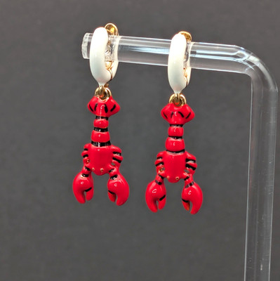 Nautical Red Lobster Dangle Earrings Beach Cruise Summer Vacation Crawfish Yacht