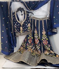 New Georgette Lehenga Choli Blue Dress Set Embroidery - Size M/L