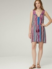 As U Wish Boho Tassel Dress Purple Blue Size M