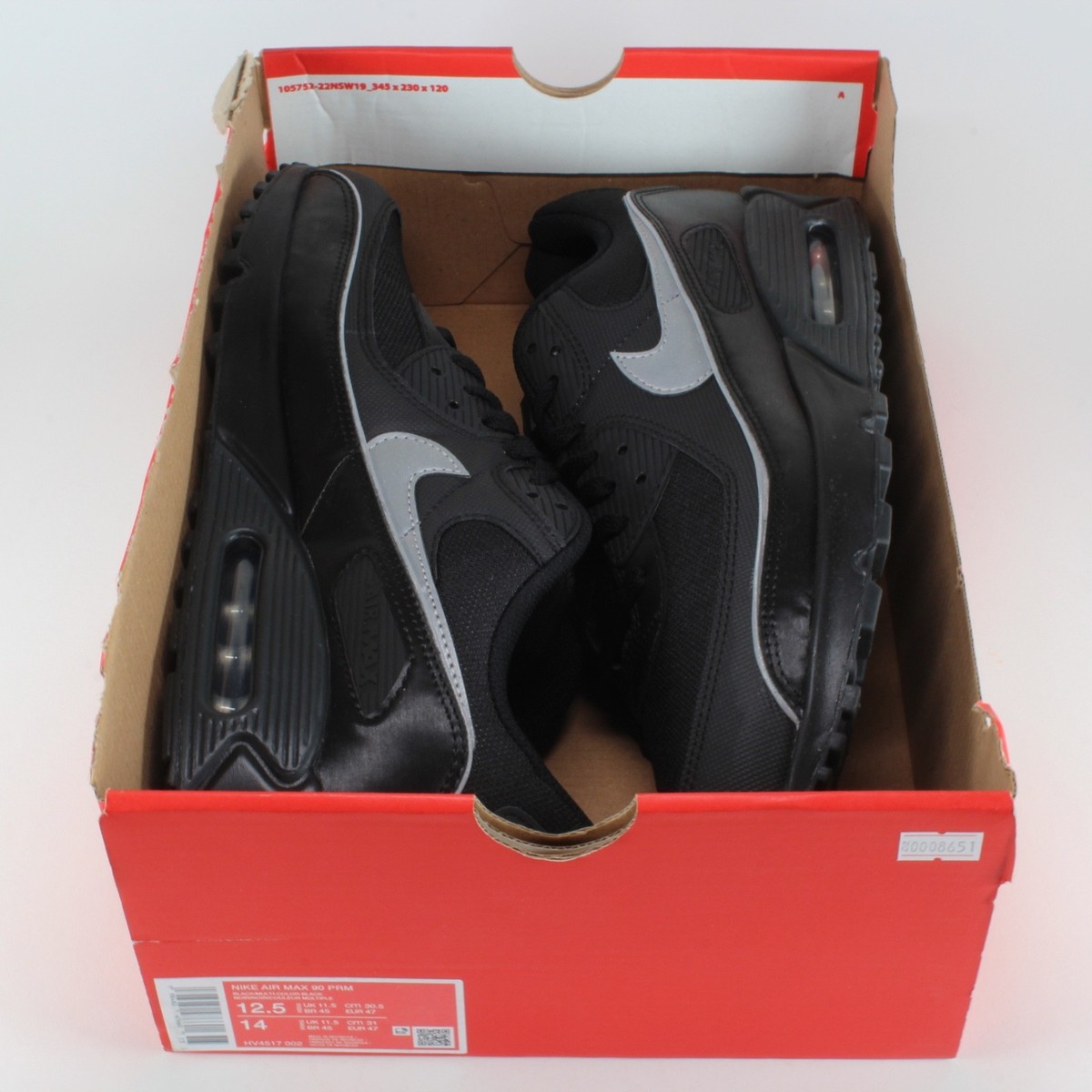 Nike Air Max 90 PRM Mens Sz 12 Black Reflective Casual Running Shoes  HV4517 002 Nike Air Max 90 PRM  main image 4