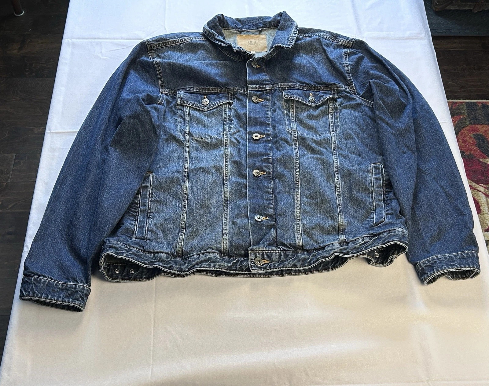 True Craft Denim Jacket XL Blue Trucker Style Cotton Classic Casual Chore