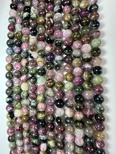 Turmalin Bunt mit Chatoyance ! Selten! Strangware 6mm Perlen Katzenauge-Turmalin