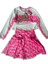 PatPat Barbie Pink Plaid Skirt Set Graphic Long Sleeve NWT Girls 11-12