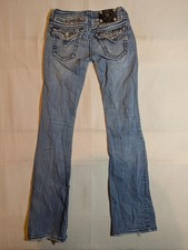 Miss Me Jeans Women's 25 Boot Cut Sequin Pockets Western Cowgirl Denim Blue