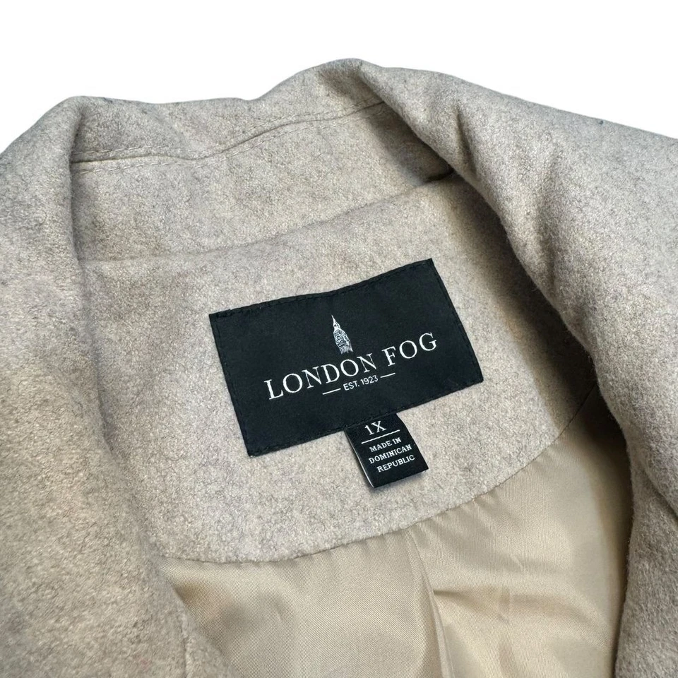 Abrigo de lana London Fog para mujer XL gabardina botón guisante abrigo invierno beige crema Foto 4 de 4