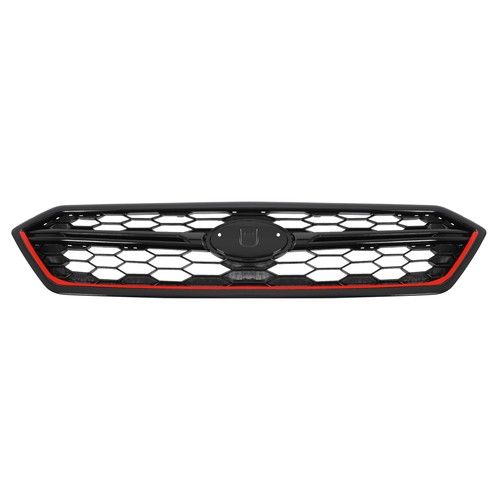 For Subaru WRX/WRX STI 2018-2020 Black Front Bumper Upper Grille W/Red Trim - Picture 2 of 11