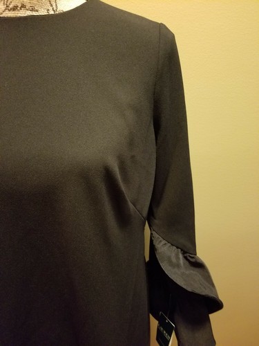 NWT Womens Lauren Ralph Lauren Ruffle Long Sleeve Knee Length Dress Black 8 - Picture 5 of 12