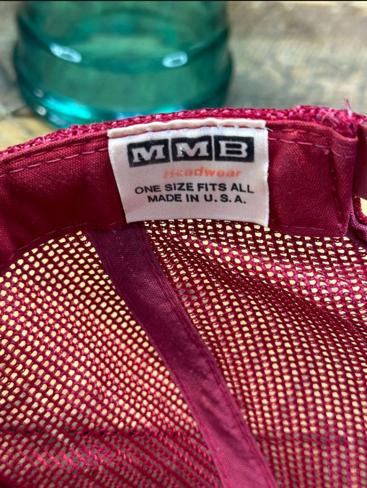 Vintage MMB Hats Bass Angler Snapback Hat Mesh Back Maroon Fishing Bassmaster