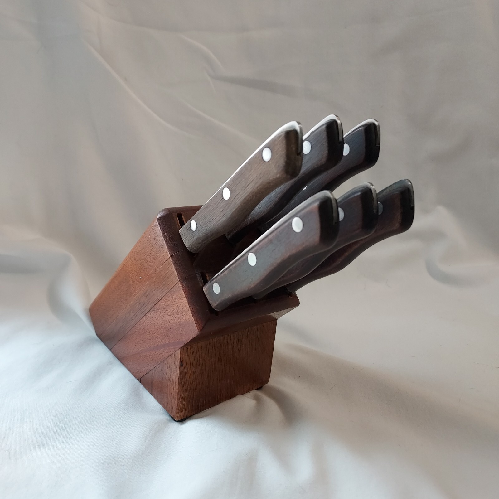 MAXAM Steel Japan Serrated Steak Knife Set of 6 w/ Wood Block eBay