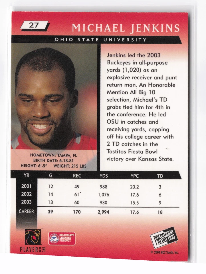 2004 Press Pass #G27 Michael Jenkins - Image 2 of 2