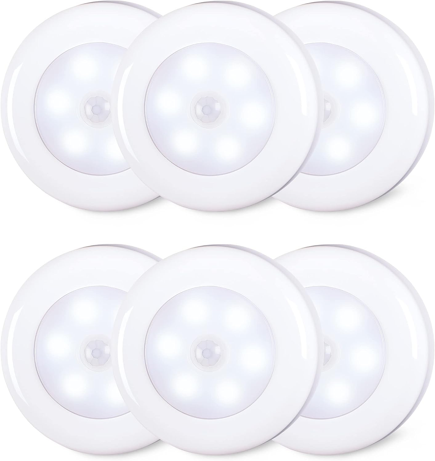 6 Pack 2.8” Motion Sensor Lights Indoor AAA Battery Operated, Stick on LED Puck