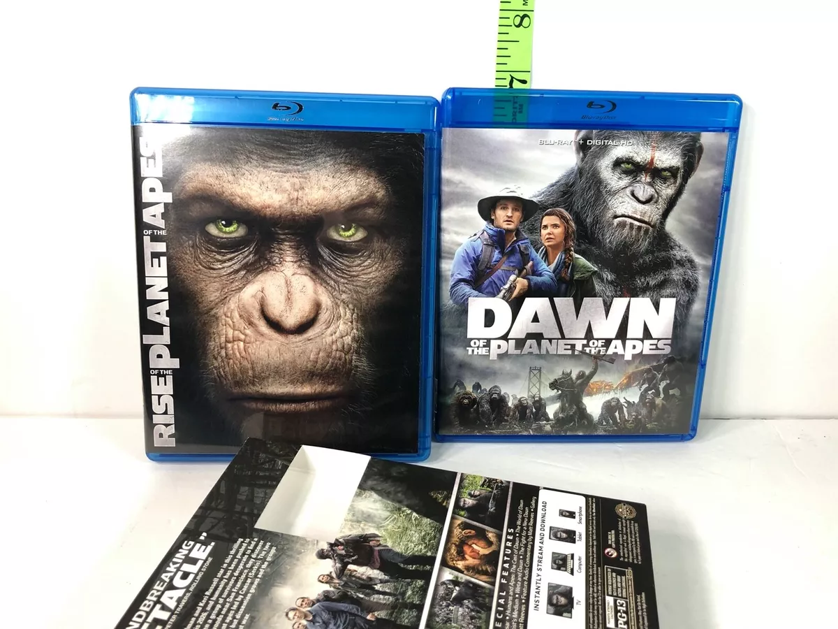 Rise of the Planet of the Apes 1 2 Blu Ray NO DIGITAL COPIES Used