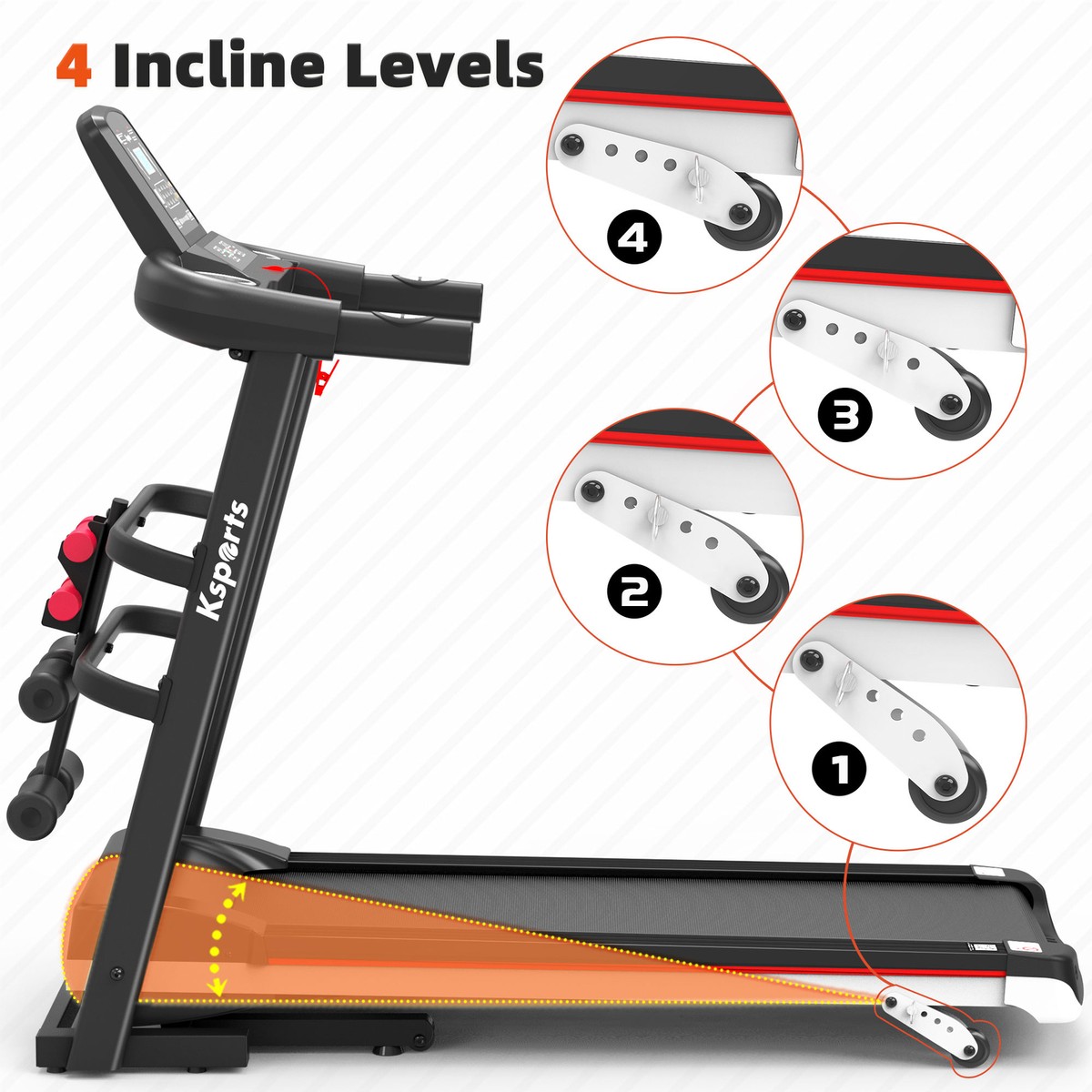 Ksports 16 Inch Wide Foldable Home Treadmill w/ Bluetooth & Fitness Tracking App View 3