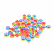 Round Resin Beads 8mm - Rainbow Stripe - 50 Beads - BD1889