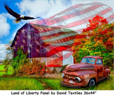 Land of Liberty Panel-Cotton Quilt Fabric-Truck Barn Patriotic David Textiles