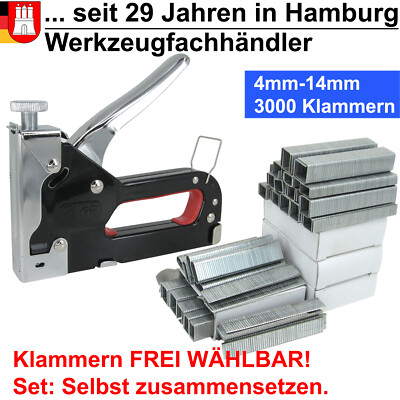 Handtacker + 3000 Klammern (4-14mm) Tacker Set Hefter Klammergerät