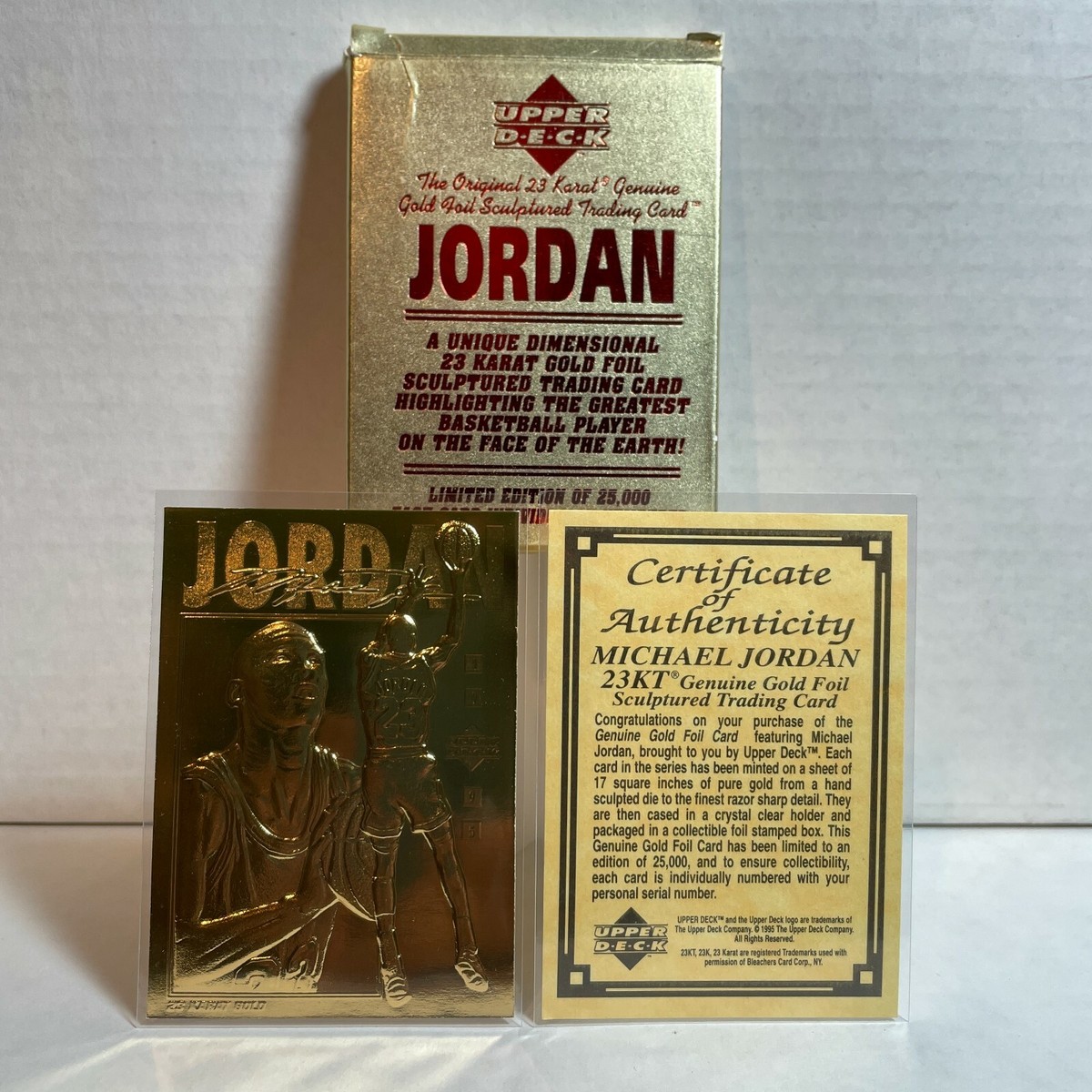 Michael Jordan Upper Deck 1995 23 KT Gold Foil Card w/box and