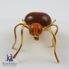 Vintage schöne Bernstein Spinne Brosche, vergoldet (E4252)