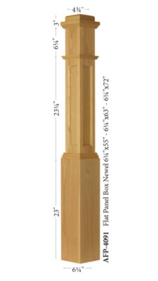 AFP-4091 Amish Made White Oak Actual Flat Panel Box Newel Post