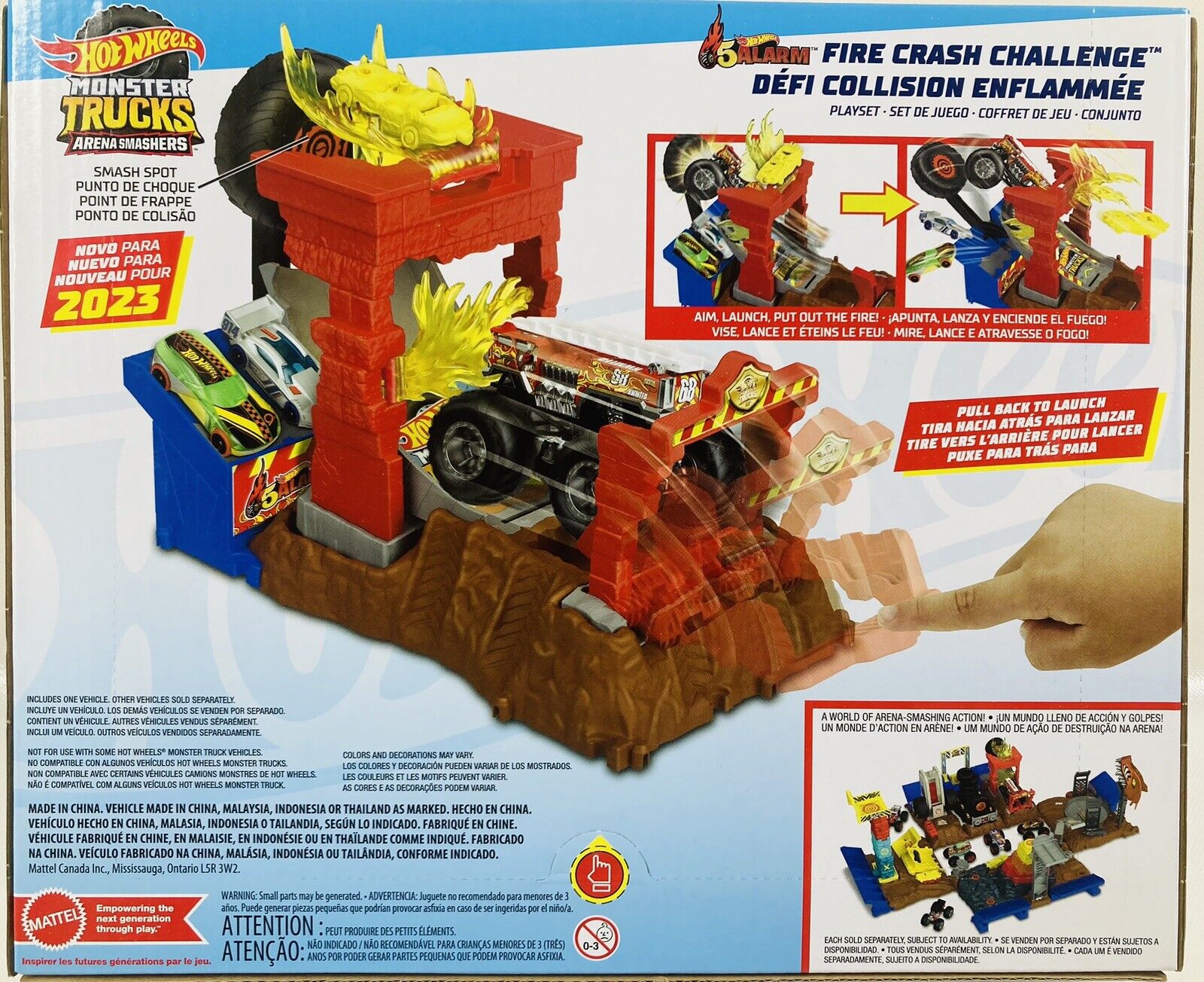 Hot Wheels Arena Smashers 5-Alarm Fire Crash Challenge Playset, 5-Alarm Toy  Truck in 1:64 Scale & Crushable Car