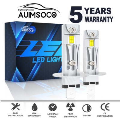 2Pcs H1 Combo LED Headlight High/Low Beam Bulbs Kit 8000K White 10000W 330000LM