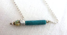 Vintage Artisan 19" Necklace 2.25" Dangle Earrings Set Composite Blue Stone — photo 4