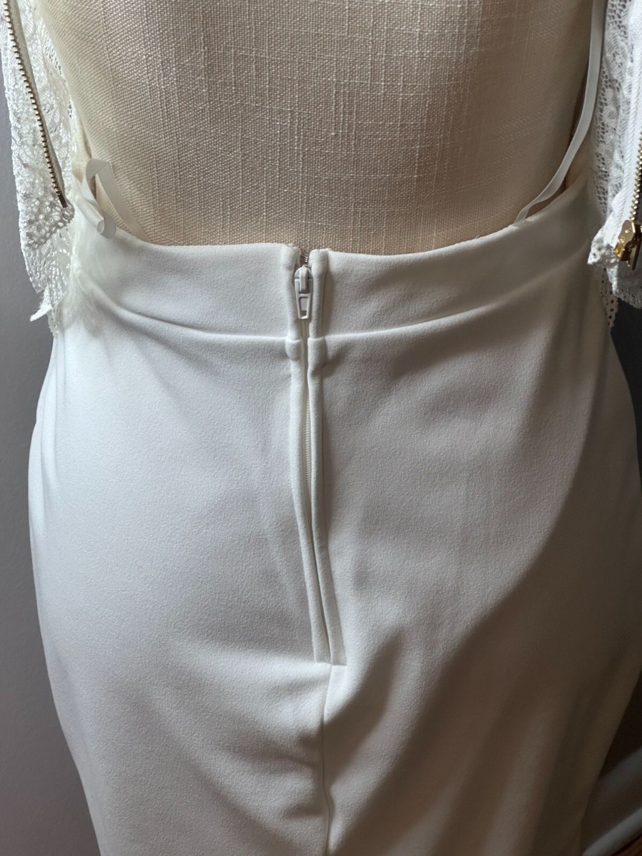 Dress White Strap Lace Midi Gold Zipper Formal Wedding Homecoming Bride To Be | eBay Dress White Strap Lace Midi Gold Zipper Formal Wedding Homecoming Bride To Be | eBay