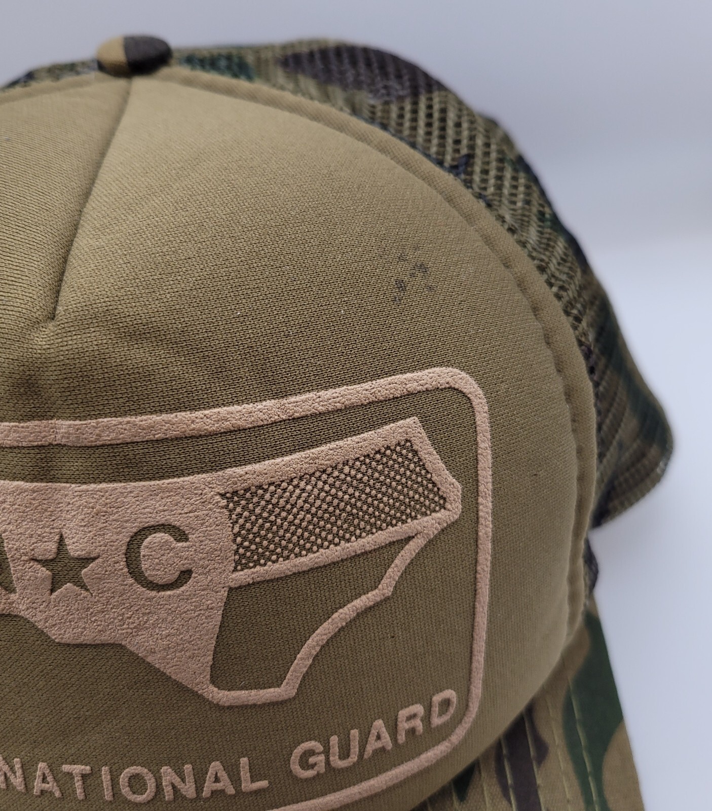 Vtg NC NATIONAL GUARD Army Camo Mesh Trucker Snapback USA Hat Cap North Carolina image 5