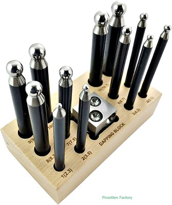 12 Teilige Stahl Doming Block und Punch Set Dapping Craft Metal TOOLKIT(438A)