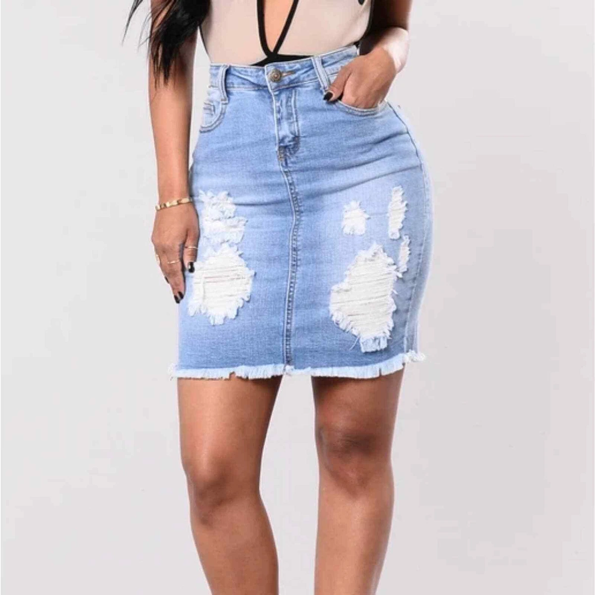 Fashion nova top denim pencil skirt