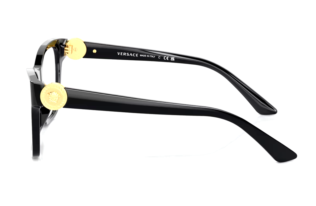 Versace Black Cat-Eye Glasses with Gold Medallion model 3341-U GB1 52-18 145 Versace 3344 GB1 Glasses - US main image 4