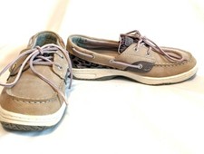 Sperry Top-Sider Angelfish Boat Shoe, Tan /Cheetah, Women Size 5M Purple Laces