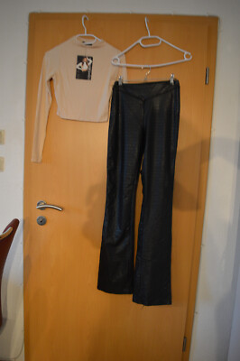 Set Kunstleder Kroko Schlaghose und passendes Bandeau Top Gr. 36 Naked Wardrobe