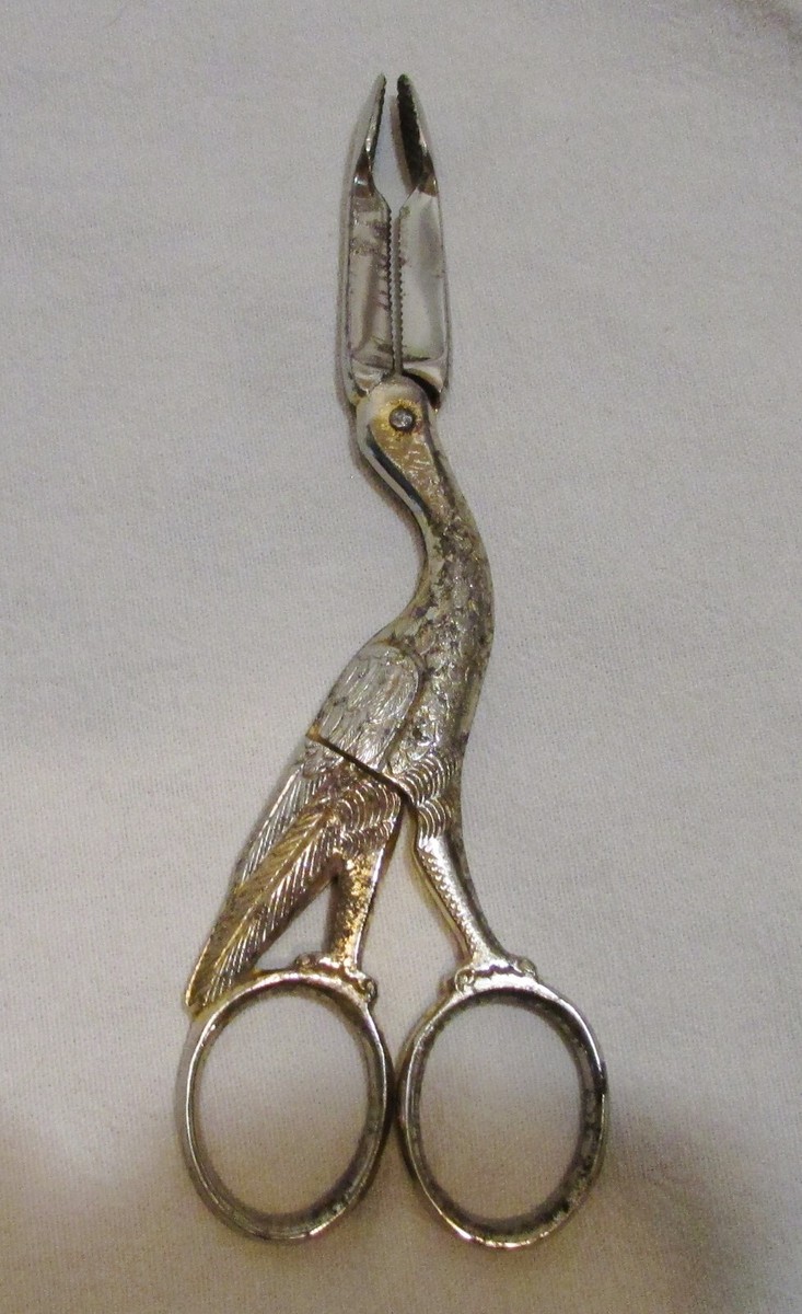 Ciseaux Anciens / Pince à Sucre En Argent Et Métal Doré - Début XXème