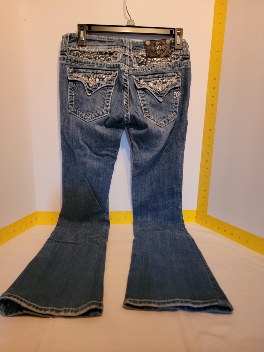 Miss Me 27 Bootcut Jeans Sequin Pockets Distressed | eBay