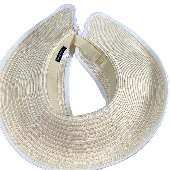 Nautica Straw Sun Hat – Wide Brim – Brown & Ivory Stripe – One Size Nautica White & Tan Striped Wide Brim Sun Hat | eBay main image 3