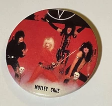MOTLEY CRUE Vintage 80s Rock Pinback Button Badge Original