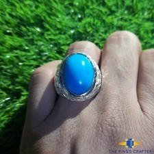 Original Nishapuri Feroza Ring 925 Sterling Silver Turquoise Mens Ring Size 9