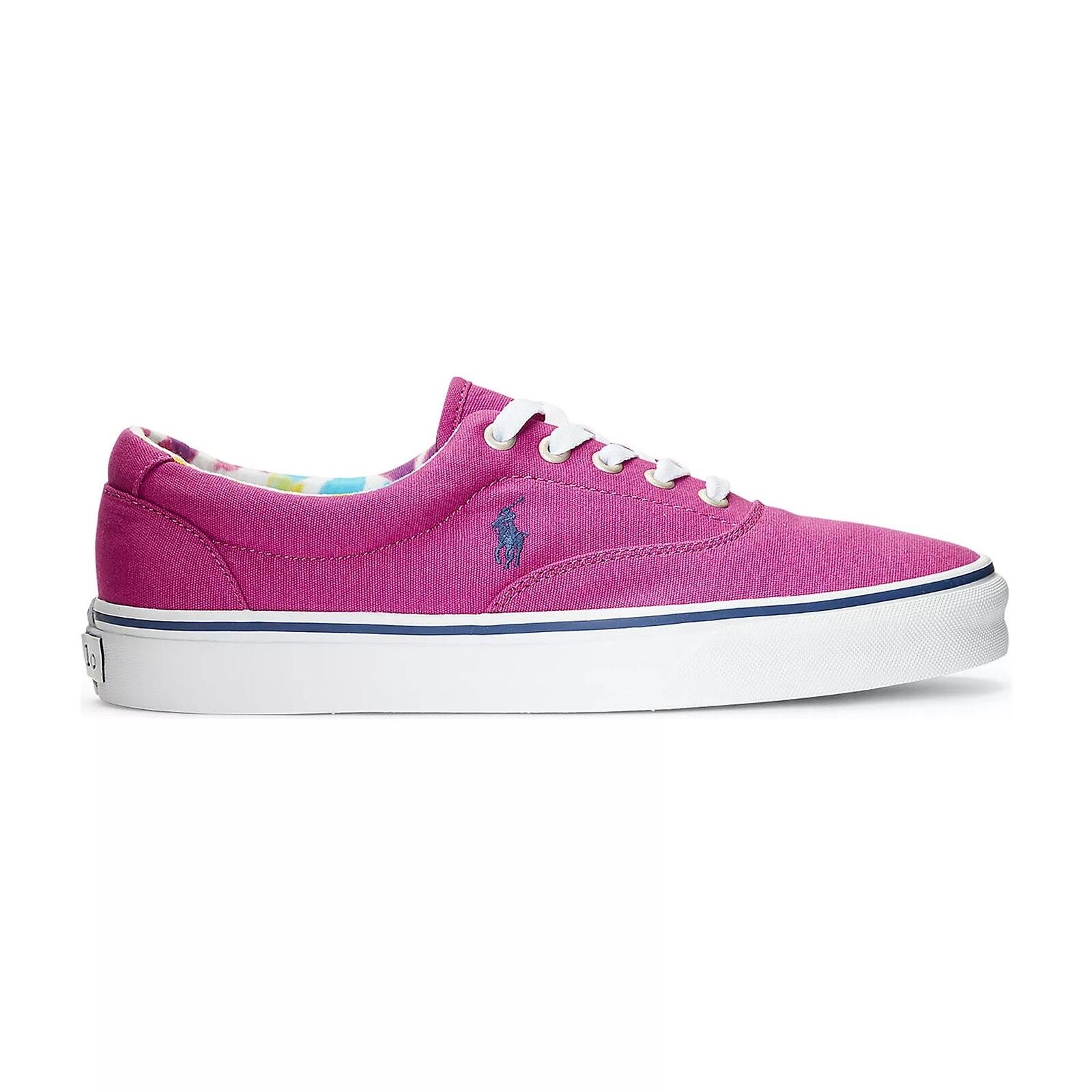 Polo Ralph Lauren scarpe da ginnastica stringate uomo pony Keaton taglia US 8D tela rosa brillante