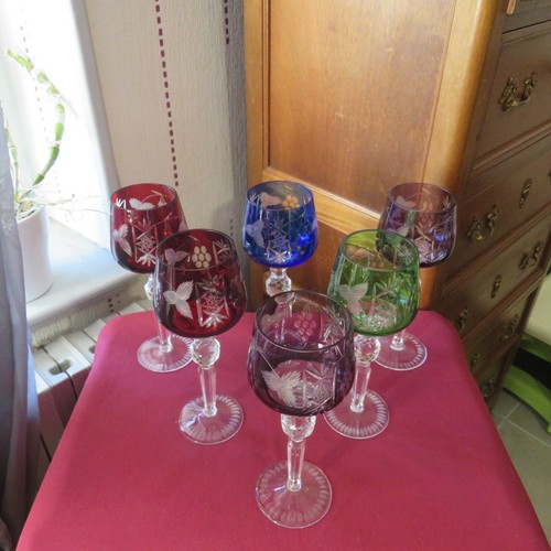 6 verres roemer de couleur en cristal de lorraine H 21,3 cm - Imagen 6 de 12